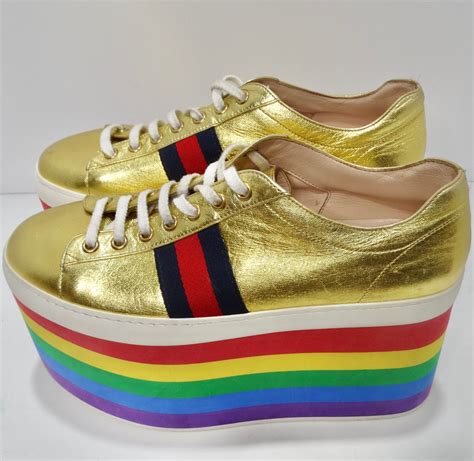 gucci rainbow competiton sneakers|Gucci peggy platform sneakers.